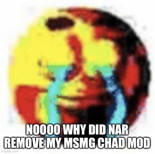 Cursed Emoji | NOOOO WHY DID NAR REMOVE MY MSMG CHAD MOD | image tagged in cursed emoji | made w/ Imgflip meme maker