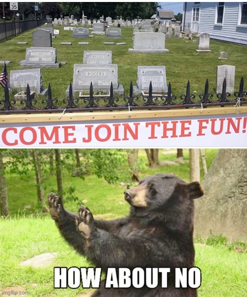 https://www.youtube.com/watch?v=P8a90Vm8EHE for more bad ad placements and the video is not mine | image tagged in memes,how about no bear,graveyard,fun | made w/ Imgflip meme maker