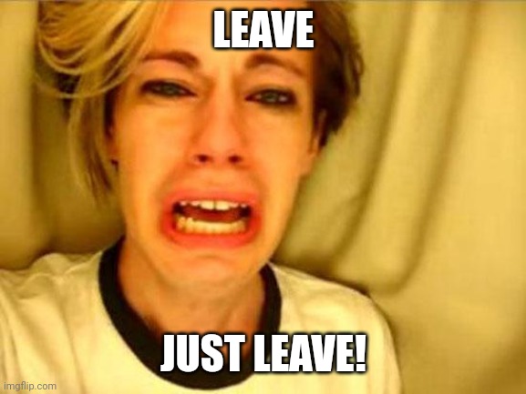 Leave Britney Alone | LEAVE JUST LEAVE! | image tagged in leave britney alone | made w/ Imgflip meme maker