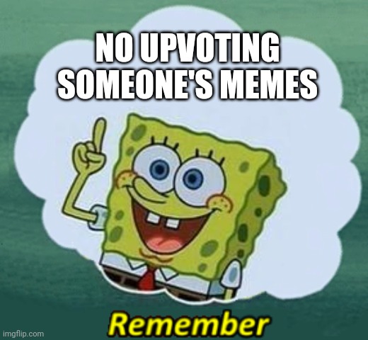 Remember | NO UPVOTING SOMEONE'S MEMES | image tagged in remember | made w/ Imgflip meme maker