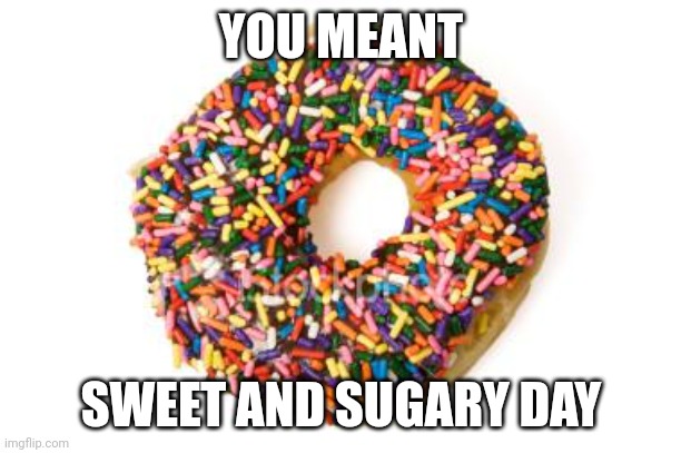 donut | YOU MEANT; SWEET AND SUGARY DAY | image tagged in donut | made w/ Imgflip meme maker