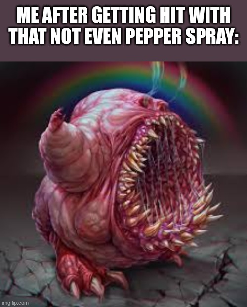 k-kirby | ME AFTER GETTING HIT WITH THAT NOT EVEN PEPPER SPRAY: | image tagged in k-kirby | made w/ Imgflip meme maker