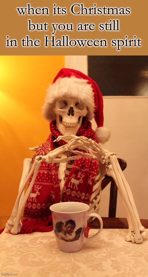 goofy | when its Christmas but you are still in the Halloween spirit | image tagged in santa skeleton,halloween | made w/ Imgflip meme maker