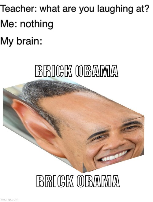 Brick Obama | image tagged in teacher what are you laughing at,memes,obama,barack obama,my brain,funny | made w/ Imgflip meme maker