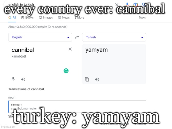 turkey has something fishy going on | every country ever: cannibal; turkey: yamyam | image tagged in yamyam,cannibalism,cannibal | made w/ Imgflip meme maker