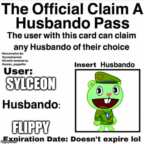 Claim Your Husbando | SYLCEON; FLIPPY | image tagged in claim your husbando | made w/ Imgflip meme maker