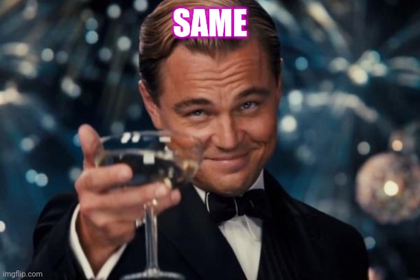 Leonardo Dicaprio Cheers Meme | SAME | image tagged in memes,leonardo dicaprio cheers | made w/ Imgflip meme maker