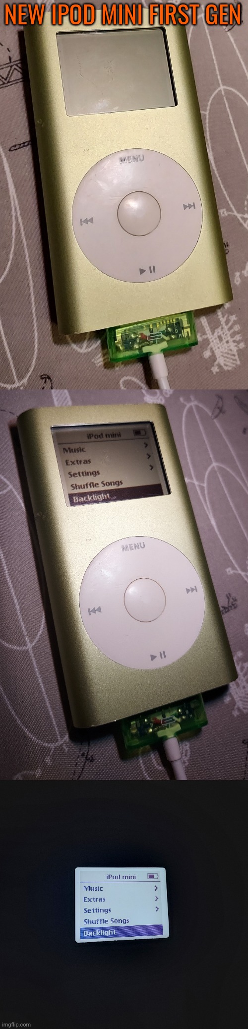 Shrek green, of course | NEW IPOD MINI FIRST GEN | image tagged in ipod,ipodmini,mp3s | made w/ Imgflip meme maker