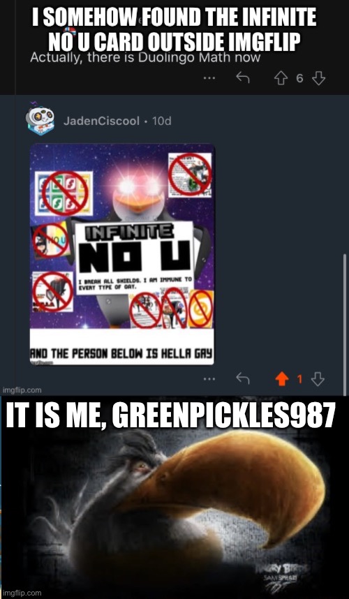 IT IS ME, GREENPICKLES987 | image tagged in realistic mighty eagle | made w/ Imgflip meme maker