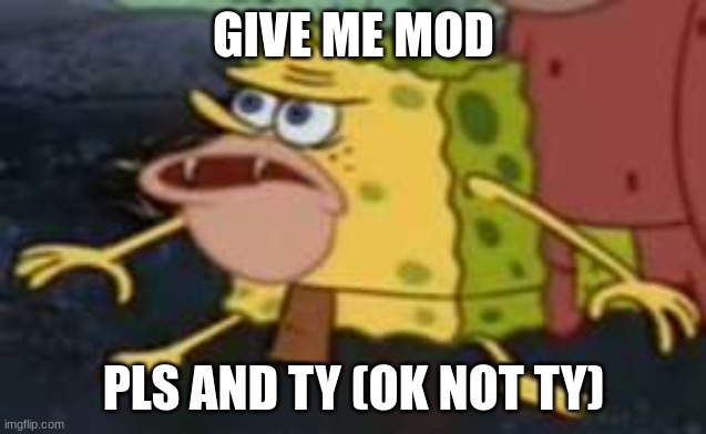 give | GIVE ME MOD; PLS AND TY (OK NOT TY) | image tagged in memes,spongegar | made w/ Imgflip meme maker