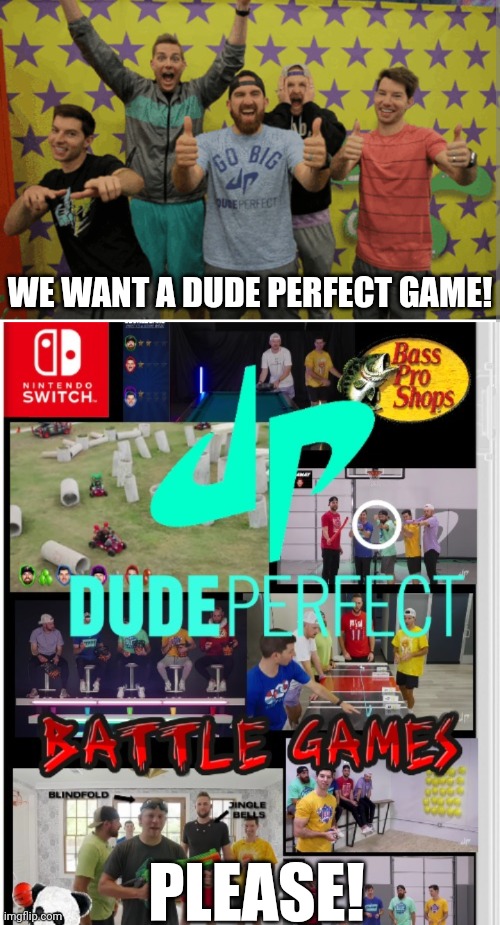 IF ONLY IT WAS REAL | WE WANT A DUDE PERFECT GAME! PLEASE! | image tagged in dude perfect,nintendo switch | made w/ Imgflip meme maker