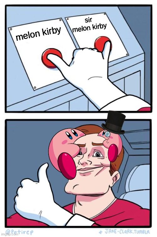 Both Buttons Pressed | sir melon kirby; melon kirby | image tagged in both buttons pressed,melon kirby | made w/ Imgflip meme maker