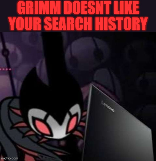 GRIMM DOESNT LIKE YOUR SEARCH HISTORY | image tagged in hollow knight | made w/ Imgflip meme maker