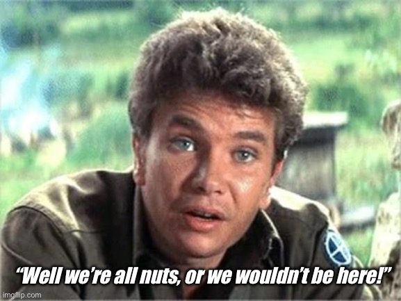 Veterans | “Well we’re all nuts, or we wouldn’t be here!” | image tagged in veterans,memorial day | made w/ Imgflip meme maker