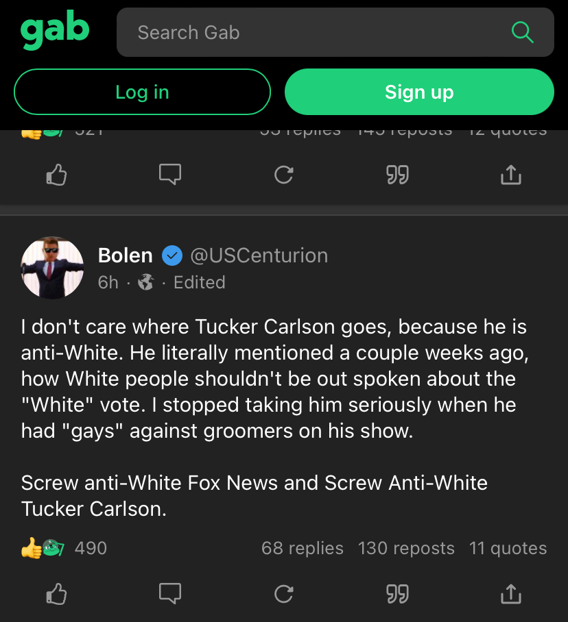 Tucker Carlson Gab Hot Takes Blank Template Imgflip