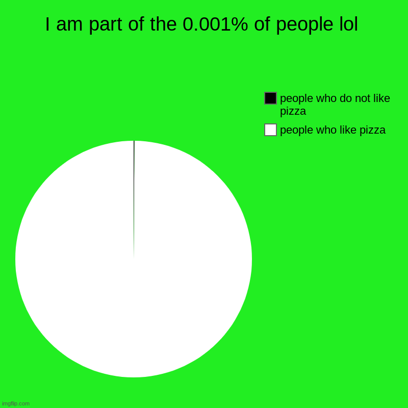 I am part of the 0.001% of people lol | people who like pizza, people who do not like pizza | image tagged in charts,pie charts,pie | made w/ Imgflip chart maker