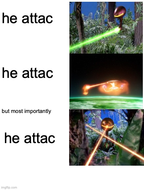 Echo Papa 607 (Star Trek) | he attac; he attac; but most importantly; he attac | image tagged in star trek,star trek tng | made w/ Imgflip meme maker
