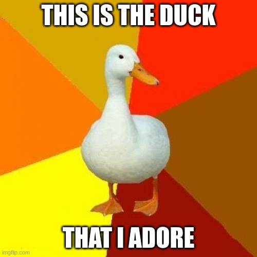 My Adored Duck! | THIS IS THE DUCK; THAT I ADORE | image tagged in memes,tech impaired duck | made w/ Imgflip meme maker