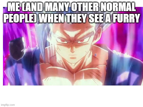 normal people | ME (AND MANY OTHER NORMAL PEOPLE) WHEN THEY SEE A FURRY | image tagged in anime,dragon ball z,anti furry,normal,why are you reading the tags,memes | made w/ Imgflip meme maker