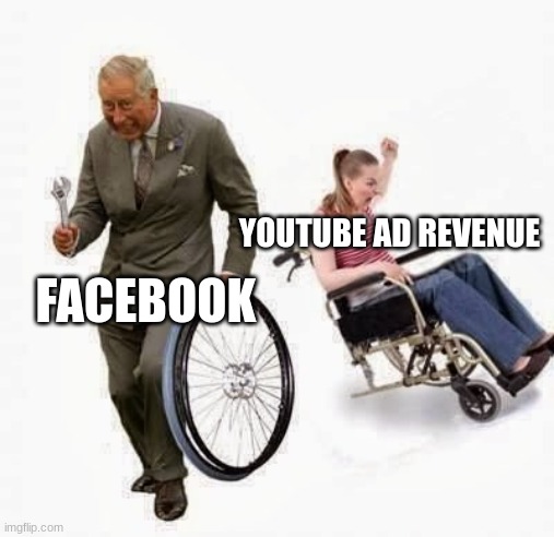 If you don't get it Kurzgesagt has a good video explaining it | YOUTUBE AD REVENUE; FACEBOOK | image tagged in wheel steal,youtube,facebook | made w/ Imgflip meme maker