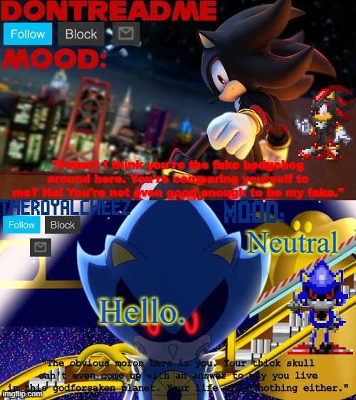 drm and cheez's dual temp | Neutral; Hello. | image tagged in drm and cheez's dual temp | made w/ Imgflip meme maker