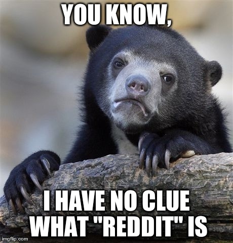 Confession Bear | YOU KNOW, I HAVE NO CLUE WHAT "REDDIT" IS | image tagged in memes,confession bear | made w/ Imgflip meme maker