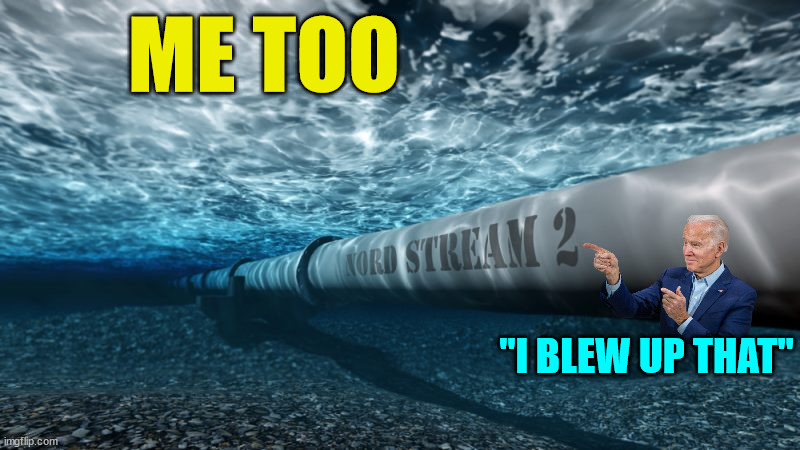 Nord Stream Pipeline | ME TOO "I BLEW UP THAT" | image tagged in nord stream pipeline | made w/ Imgflip meme maker