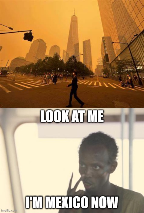 New york | LOOK AT ME; I'M MEXICO NOW | image tagged in memes,i'm the captain now,new york,mexico,wildfires,canada | made w/ Imgflip meme maker