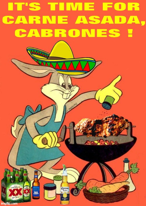 image tagged in bugs bunny,grilling,foodies,beer,bbq,barbecue | made w/ Imgflip meme maker