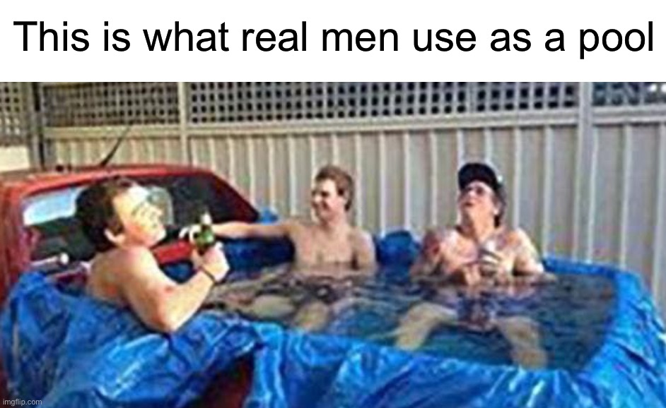 Genius idea | This is what real men use as a pool | image tagged in memes,funny,smart,funny memes,pool,summer | made w/ Imgflip meme maker