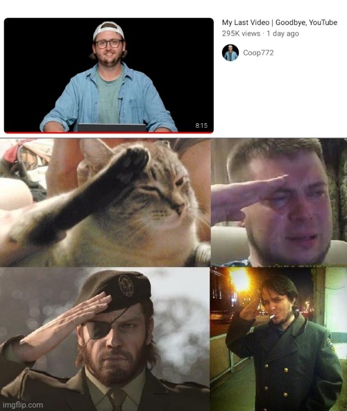We will miss you Frank | image tagged in ozon's salute,nerf,youtube,youtuber,memes,youtubers | made w/ Imgflip meme maker