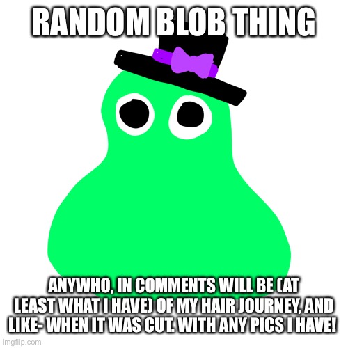 E | RANDOM BLOB THING; ANYWHO, IN COMMENTS WILL BE (AT LEAST WHAT I HAVE) OF MY HAIR JOURNEY, AND LIKE- WHEN IT WAS CUT. WITH ANY PICS I HAVE! | made w/ Imgflip meme maker