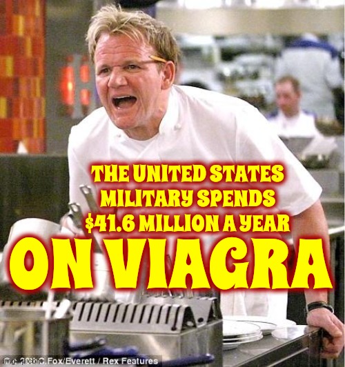 But We Should Complain About The Cost Of Bus Fair Instead | THE UNITED STATES MILITARY SPENDS $41.6 MILLION A YEAR; ON VIAGRA | image tagged in memes,chef gordon ramsay,us military,male privilege,patriarchy,abortion | made w/ Imgflip meme maker