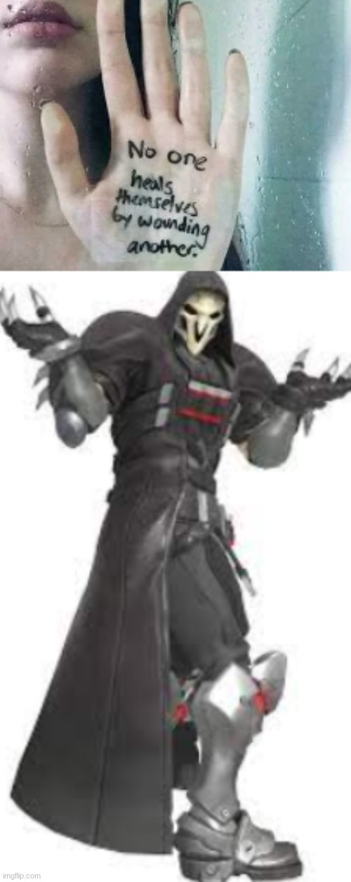 No one heals themself by wounding another... | image tagged in overwatch,reaper | made w/ Imgflip meme maker