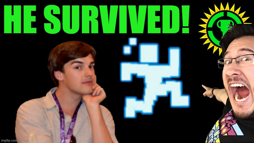 No he didn't, matpat | HE SURVIVED! | image tagged in game theory thumbnail,matpat,game theory,scott cawthon,markiplier | made w/ Imgflip meme maker