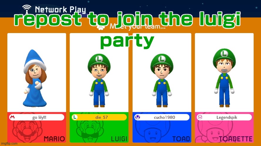 Repost to join the Luigi party! | image tagged in mario,repost | made w/ Imgflip meme maker