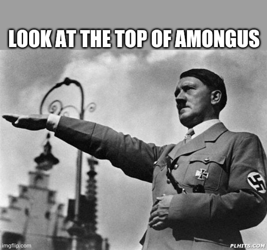 hitler | LOOK AT THE TOP OF AMONGUS | image tagged in hitler | made w/ Imgflip meme maker