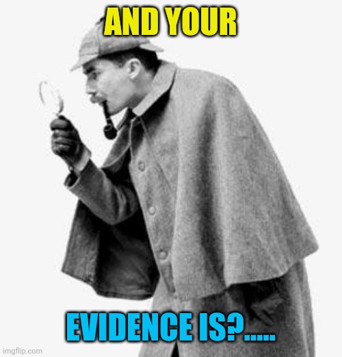 detective | AND YOUR EVIDENCE IS?..... | image tagged in detective | made w/ Imgflip meme maker