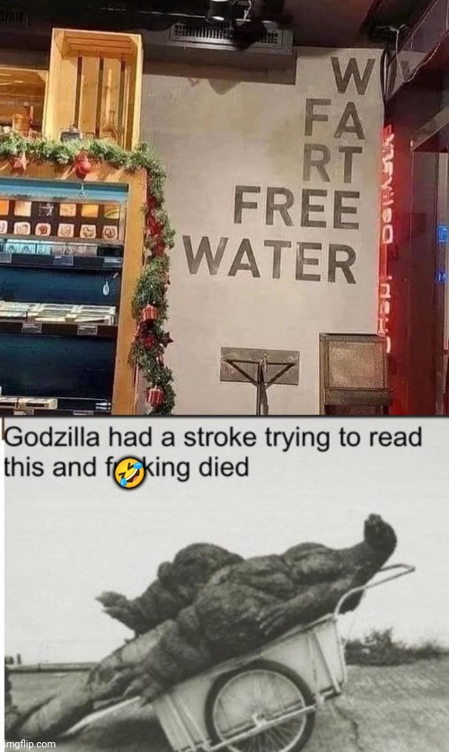 and it's Fart Free ! | 🤣 | image tagged in godzilla,gluten free,gas,aint nobody got time for that,fart jokes | made w/ Imgflip meme maker