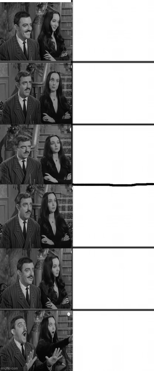 Gomez and Morticia become Uncanny | image tagged in addams family,meme template,memes,funny memes | made w/ Imgflip meme maker