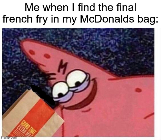 You're coming with me! (¬‿¬) | Me when I find the final french fry in my McDonalds bag: | image tagged in memes,funny,true story,relatable memes,mcdonalds,fast food | made w/ Imgflip meme maker