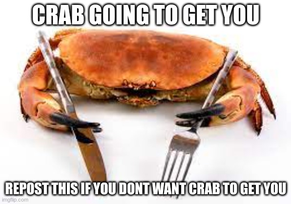 Mod note: is it just me or does it look like a hamburger | CRAB GOING TO GET YOU; REPOST THIS IF YOU DONT WANT CRAB TO GET YOU | made w/ Imgflip meme maker
