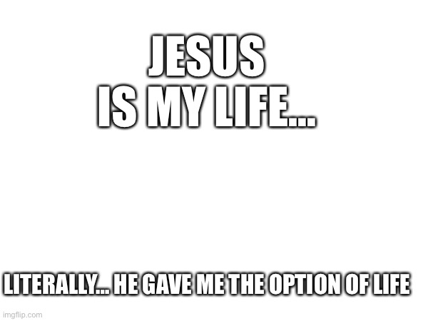 JESUS IS MY LIFE…; LITERALLY… HE GAVE ME THE OPTION OF LIFE | image tagged in jesus christ | made w/ Imgflip meme maker