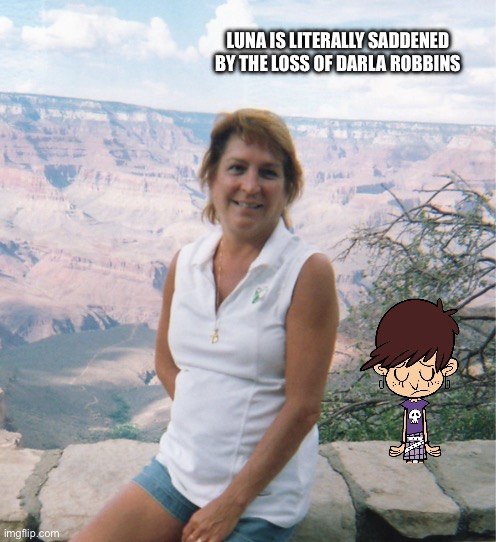 Luna is literally saddened | LUNA IS LITERALLY SADDENED BY THE LOSS OF DARLA ROBBINS | image tagged in the loud house,loud house,girl,purple,death,sadness | made w/ Imgflip meme maker