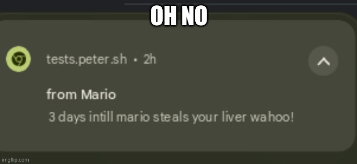 i am dead help | OH NO | image tagged in mario,notifications | made w/ Imgflip meme maker