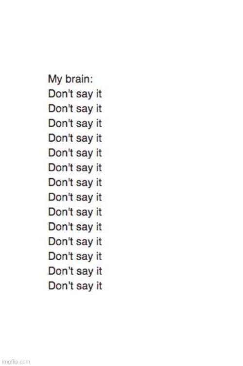 Brain: Don't Say It | image tagged in brain don't say it | made w/ Imgflip meme maker