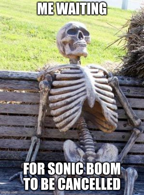 Waiting Skeleton | ME WAITING; FOR SONIC BOOM TO BE CANCELLED | image tagged in memes,waiting skeleton,sonic the hedgehog,sonic boom | made w/ Imgflip meme maker