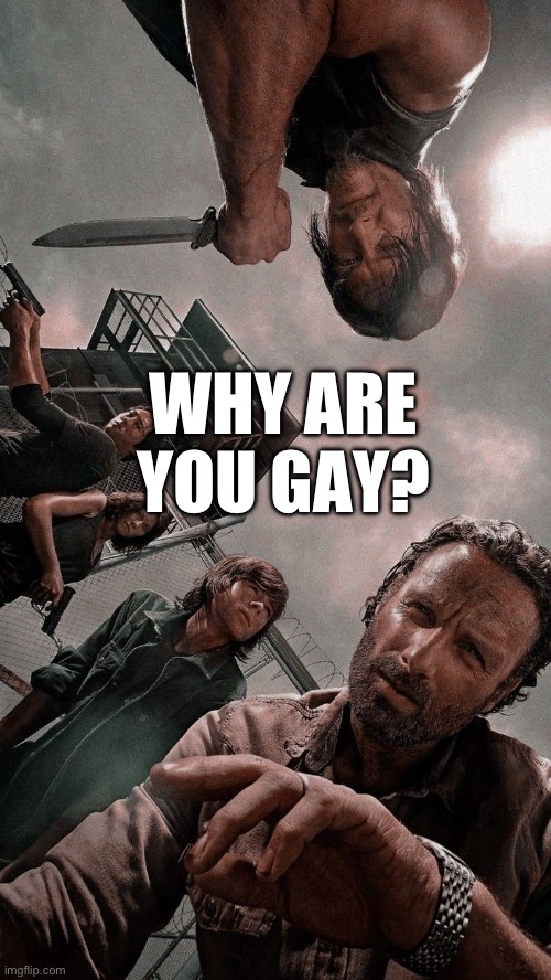 Why are you gay TWD | WHY ARE YOU GAY? | image tagged in the walking dead,twd meme,glenn twd,rick grimes,funny memes,daryl dixon | made w/ Imgflip meme maker