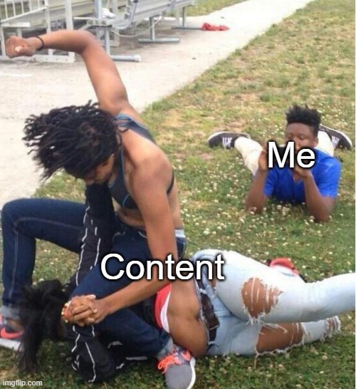 Life Of A Youtuber In a Nutshell | Me; Content | image tagged in guy recording a fight,youtube,youtuber,camera | made w/ Imgflip meme maker