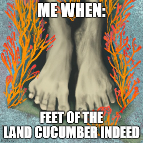 Me when feet of the land cucumber indeed | image tagged in me when,feet,of,the,cucumber,indeed | made w/ Imgflip meme maker
